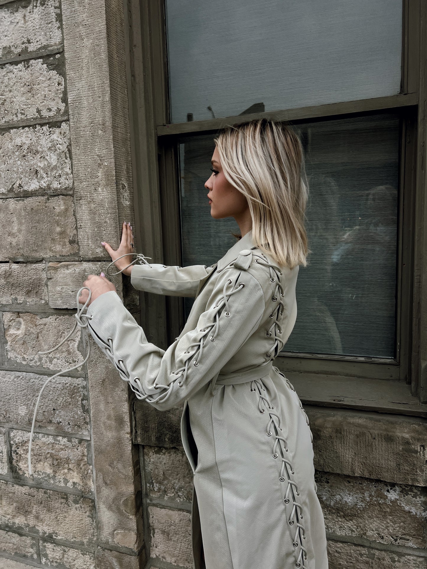 LACE-UP BACK TRENCH COAT