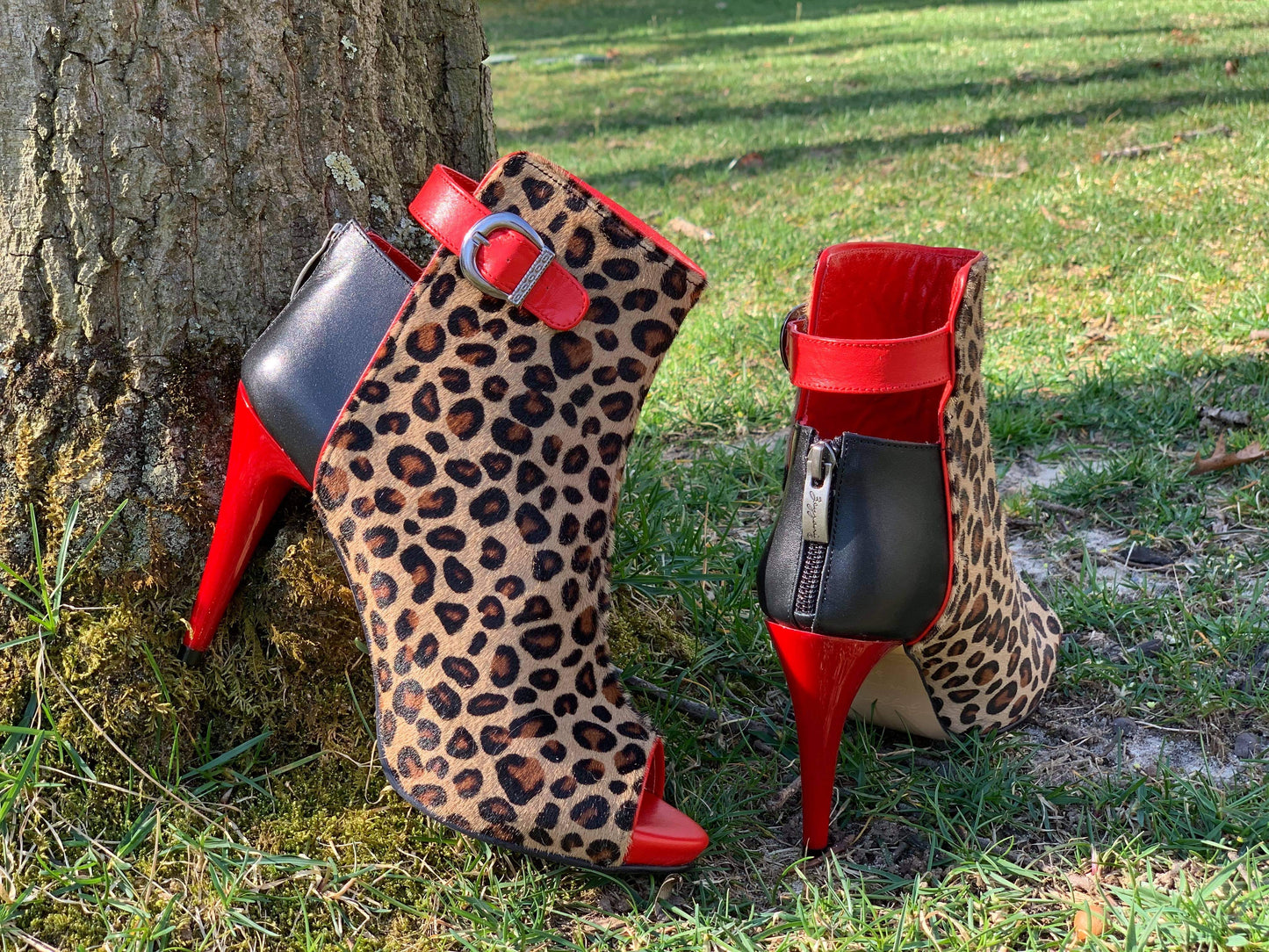 Red Leopard - Ankle Stiletto