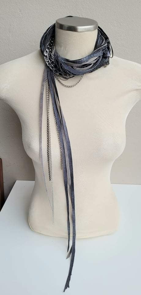 Long Leather Wrap Necklace - Kostimusha