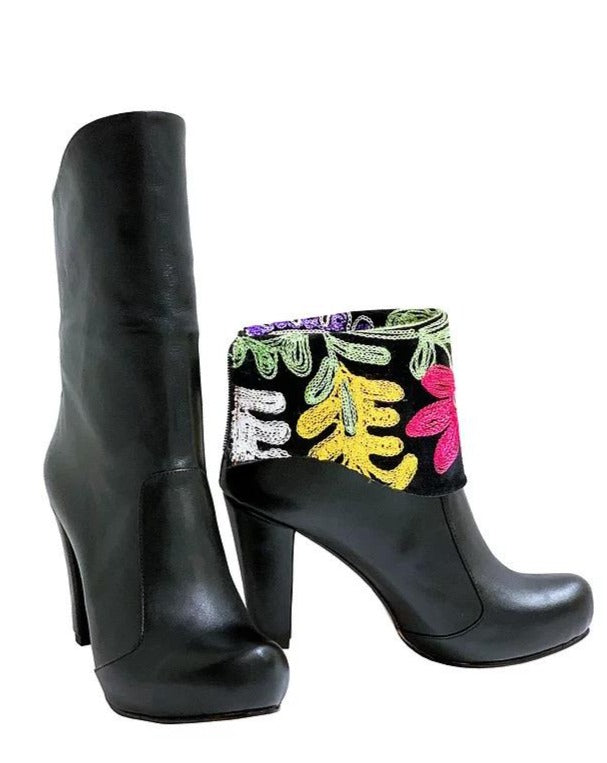 One of a Kind Suzani Snap Boot - Chunky Heel