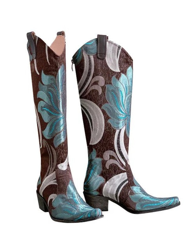 Silver Turquoise Floral Cowboys